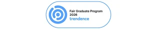 An oval-shaped seal with the text "Fair Graduate Program 2026 trendence" and a blue symbol made up of concentric circles.