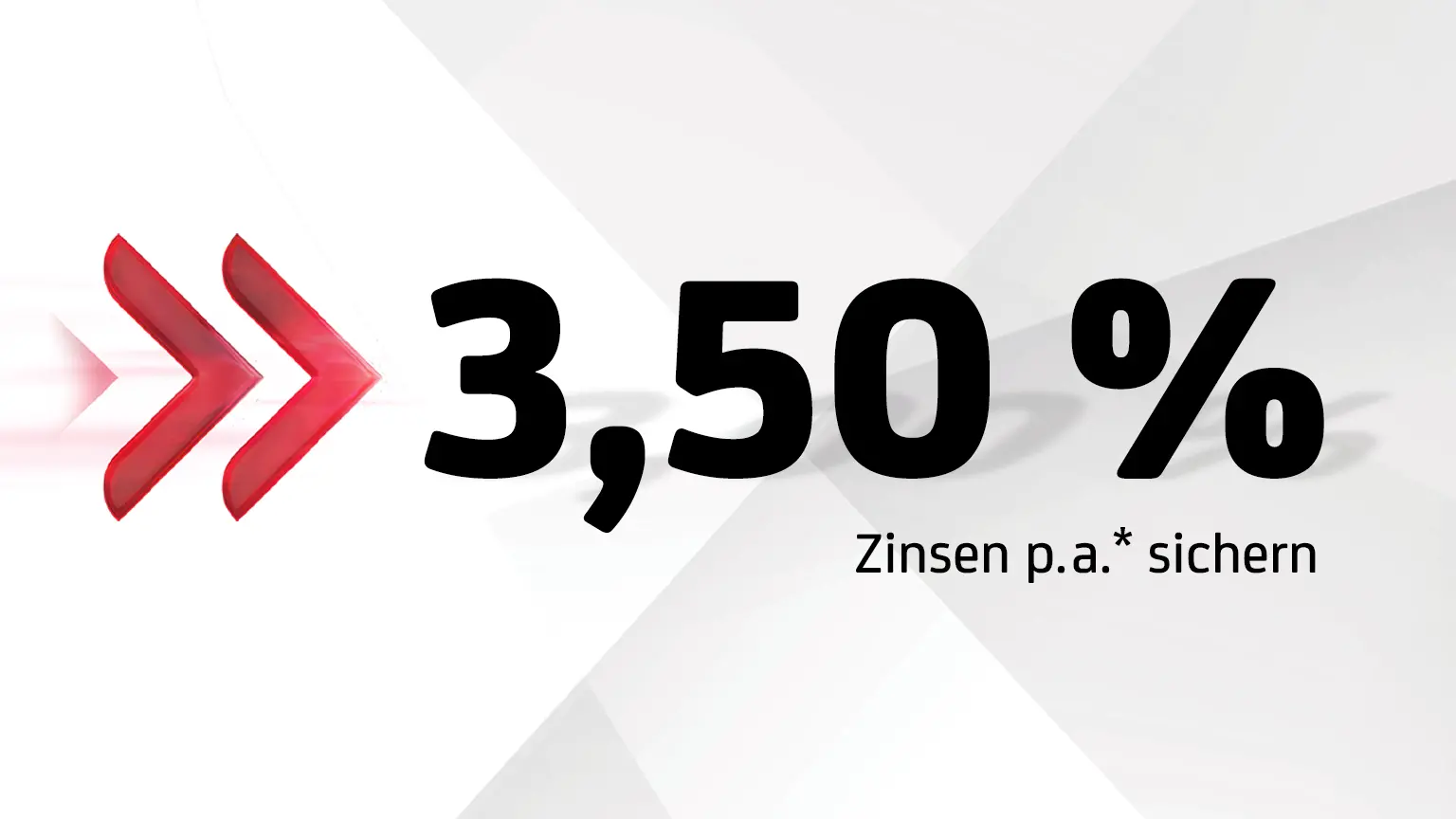 Grafik mit hervorgehobener Zinsangabe 3,50 % und dem Hinweis ‚Zinsen p.a. sichern‘ auf hellem Hintergrund.