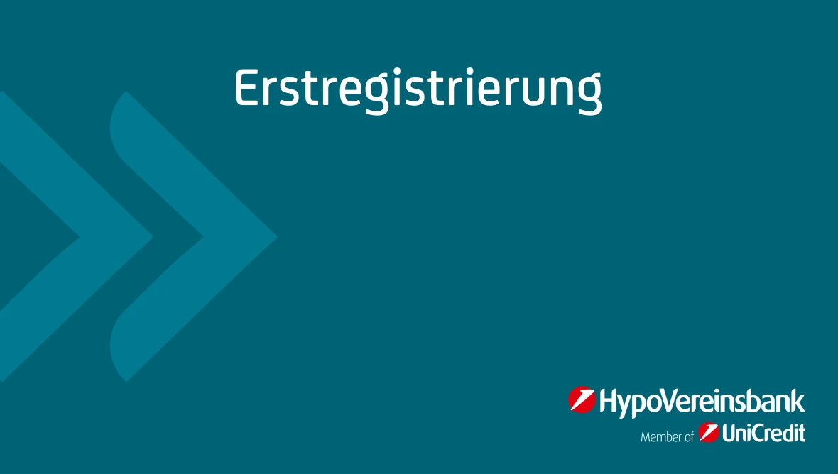 Introbild in blau mit dem Title Erstanmeldung