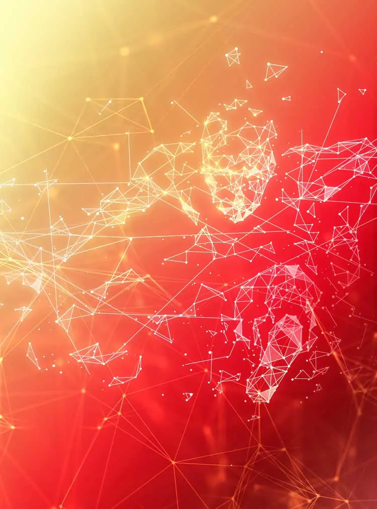 Galaxie mit Gelb Orange Rot Farbverlauf.