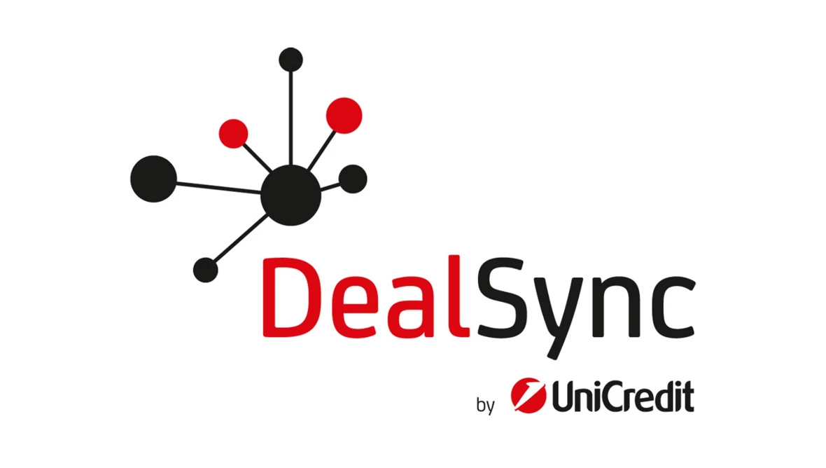 DealSync-Logo mit Netzwerkdiagramm und dem Text