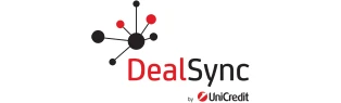 DealSync-Logo mit Netzwerkdiagramm und dem Text "by UniCredit" darunter.